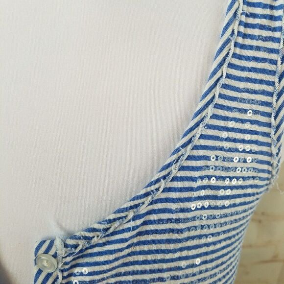 3/$25 J CREW factory tank XS sequins stripe blue - Picture 2 of 6